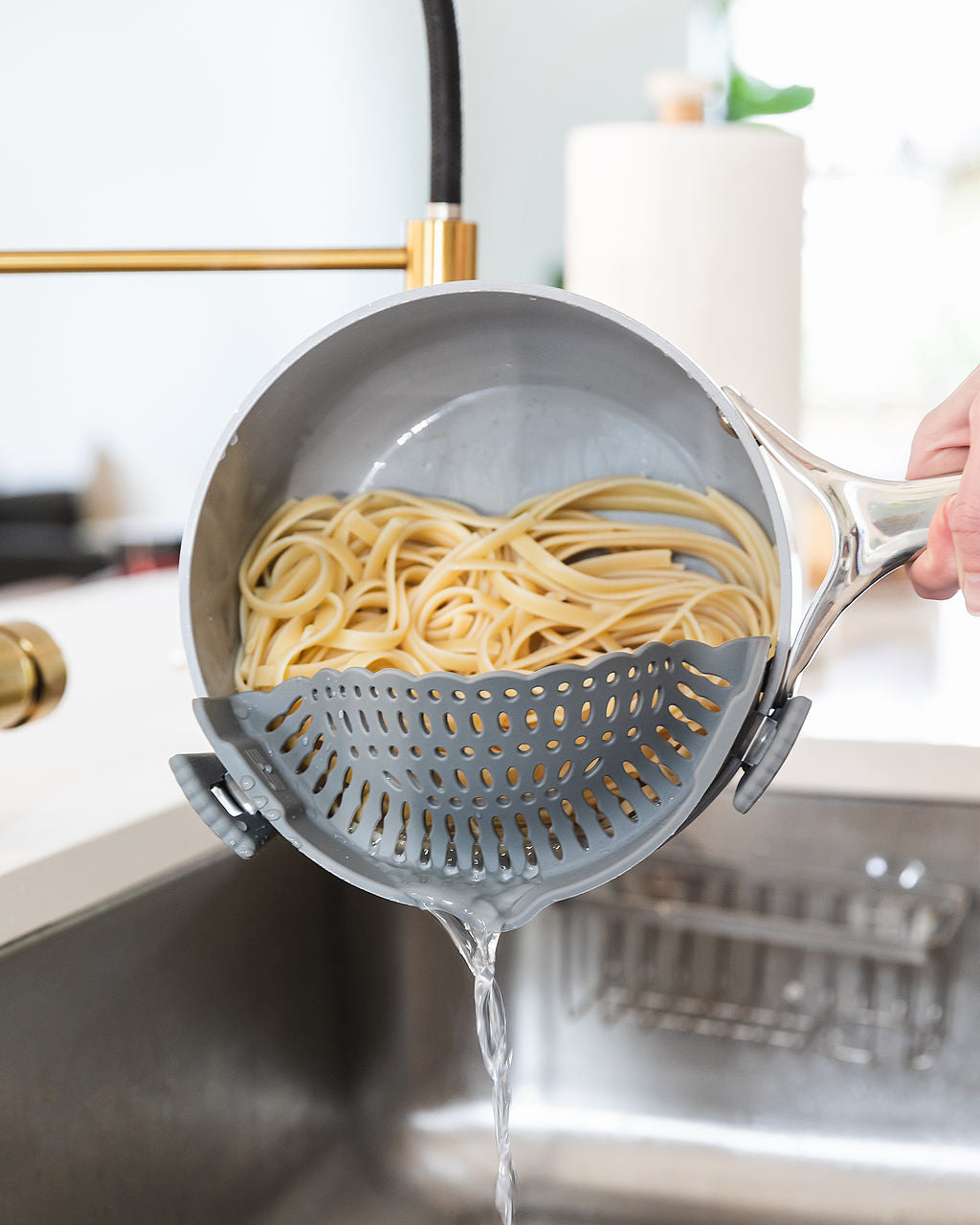 Kitchen Pasta Strainers Clip On Pot Silicone Spaghetti Colanders