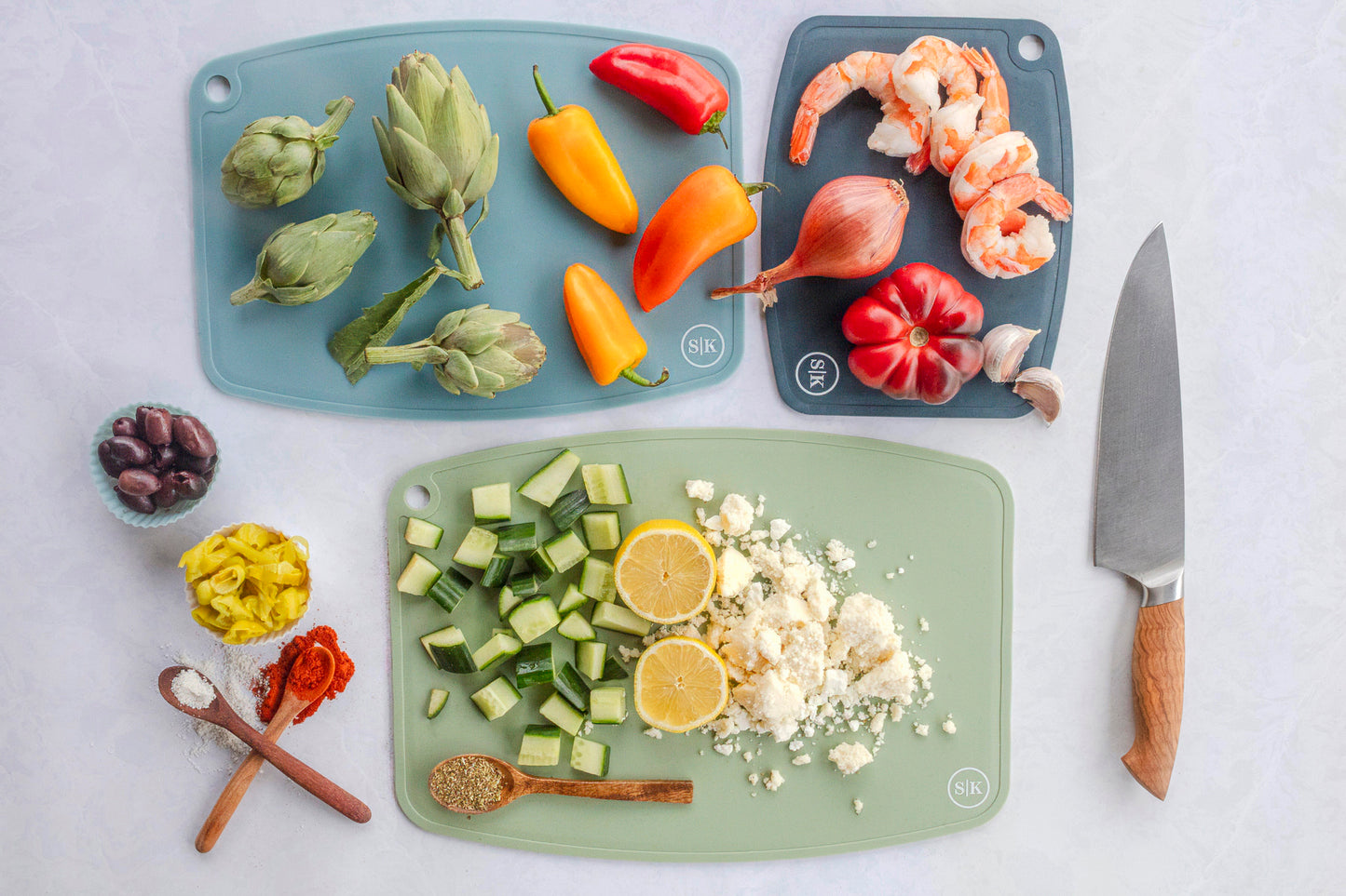 3-Piece Premium Silicone Cutting Board Set